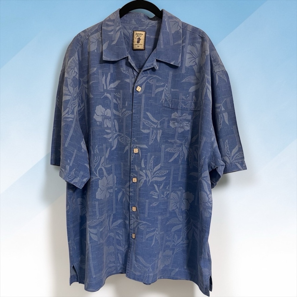 Jamaica Jaxx Blue Size XXL Silk Short Sleeve Tropical Hawaiian Island Shirt